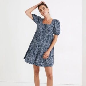 Madewell Poplin Puff-Sleeve Baby Doll Dress